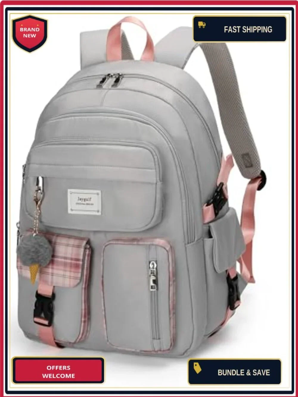 Nylon Waterproof Laptop Backpack Set with Lunch Bag & Pencil Case, 15.6 Inch,